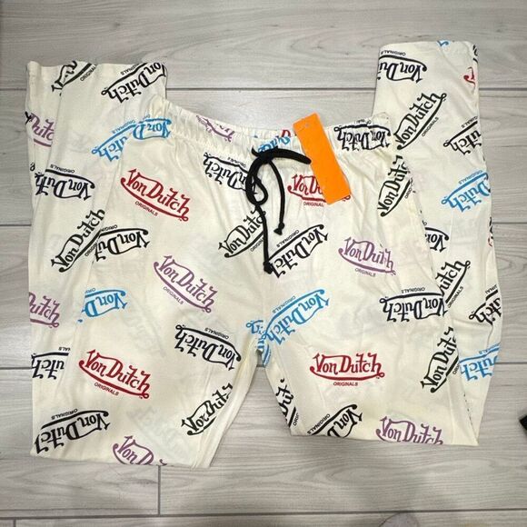 NWT Von Dutch Pajama Set Size Women's Small   super colorful rainbow text with l - Picture 3 of 8